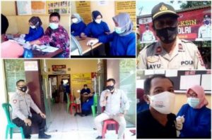 Gerai berbagi Vaksin Polsek Cigeulis Polres Pandeglang ajak Warga ikuti Vaksinasi Covid-19