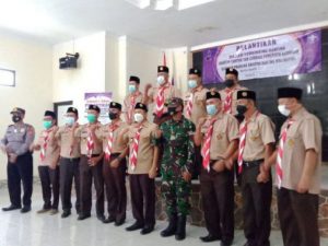 Kanit Binmas Polsek Malingping menghadiri pelantikan Mabiran dan LPK Gerakan Pramuka Malingping