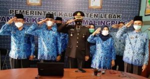 Berlangsung Virtual, Kapolsek Malingping Polres Lebak bersama Muspika Ikuti Upacara Hari Kesaktian Pancasila