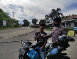 Sat Samapta Polres Lebak Polda Banten Himbau Prokes dan bagikan masker ke Warga