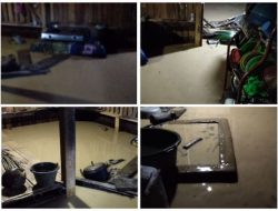 Curah Hujan Tinggi, Sungai Cidangdang Desa Cipeundeuy meluap rendam puluhan rumah warga