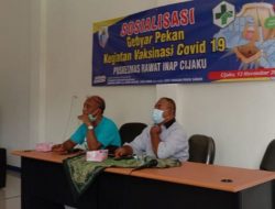 Mendukung Percepatan Pelaksanaan Vaksinasi, Personil Polsek Cijaku Polres Lebak Menghadiri Sosialisasi Gebyar Pekan Vaksinasi Covid-19