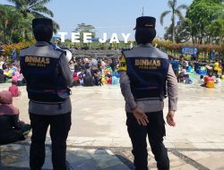 Subsatgas Binmas Polres Tasikmalaya Kota Berikan himbauan dan pesan Kamtibmas terhadap para pengunjung Obyek Wisata Tee Jay Waterpark