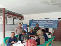 Monitoring Bhabinkamtbmas Polsek Cikampek Bersama Babinsa Giat Forum Konsultasi Publik di Desa Tirtasari