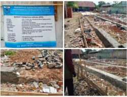 DIDUGA ASAL JADI, PASANGAN BATU PONDASI DI SMPN 1 PANIMBANG