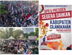 Ribuan Massa Aksi Tuntut Pemekaran DOB Cilangkahan, Jalan Merdeka Barat Ditutup