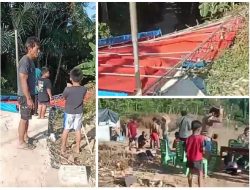 Angin Selatan bagai Puting Beliung Terjang Tenda PHBN RI ke 79 Porak-porandakan Panggung Panitia di Cigeulis
