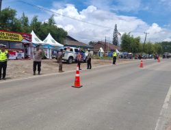 Polres Serang bersama instansi terkait melakukan penyekatan terhadap truk -truk angkutan pertambangan,