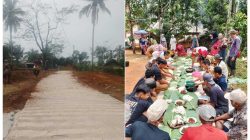 Syukuran Jalan Terbangun, Warga Kampung Lebaknangka Desa Ciapus Gelar Gotong Royong Pemeliharaan