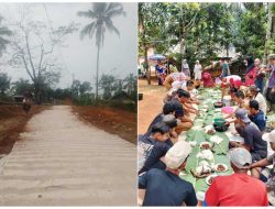 Syukuran Jalan Terbangun, Warga Kampung Lebaknangka Desa Ciapus Gelar Gotong Royong Pemeliharaan