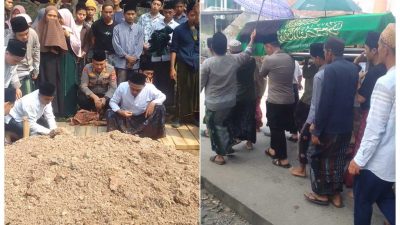 Kapolsek Jawilan dan Warga Antarkan KH. Jalaluddin bin Arsa ke Peristirahatan Terakhir