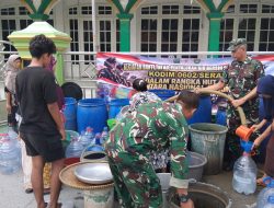 PERINGATI HUT KE-81 TNI, KORAMIL 0602-10/PONTANG SALURKAN AIR BERSIH UNTUK WARGA KAMPUNG KESABILAN
