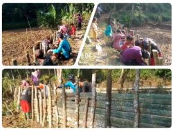Swadaya Warga Kp. Cinemas Desa Mekarjaya Bangun Penahan Jalan dengan Kayu dan Bambu untuk Cegah Longsor